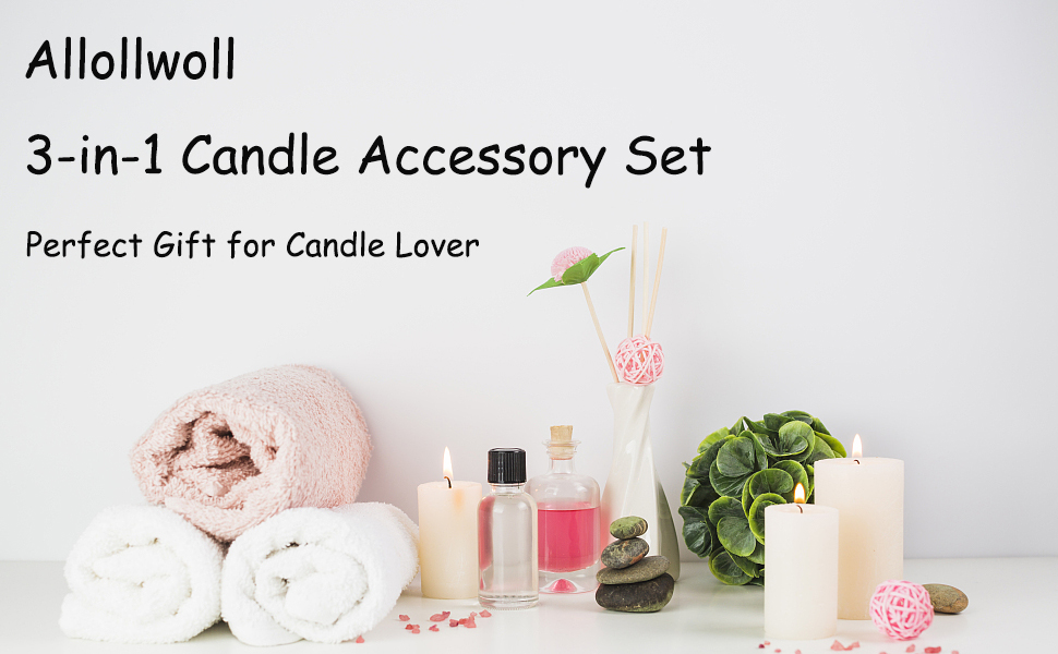 Allollwoll 3IN1 Candle Accessory Set, Candle Wick Trimmer Cutter