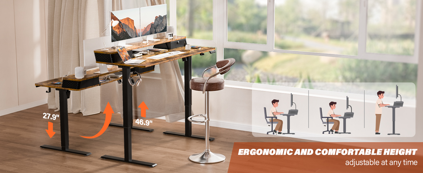 standing desk with drawers