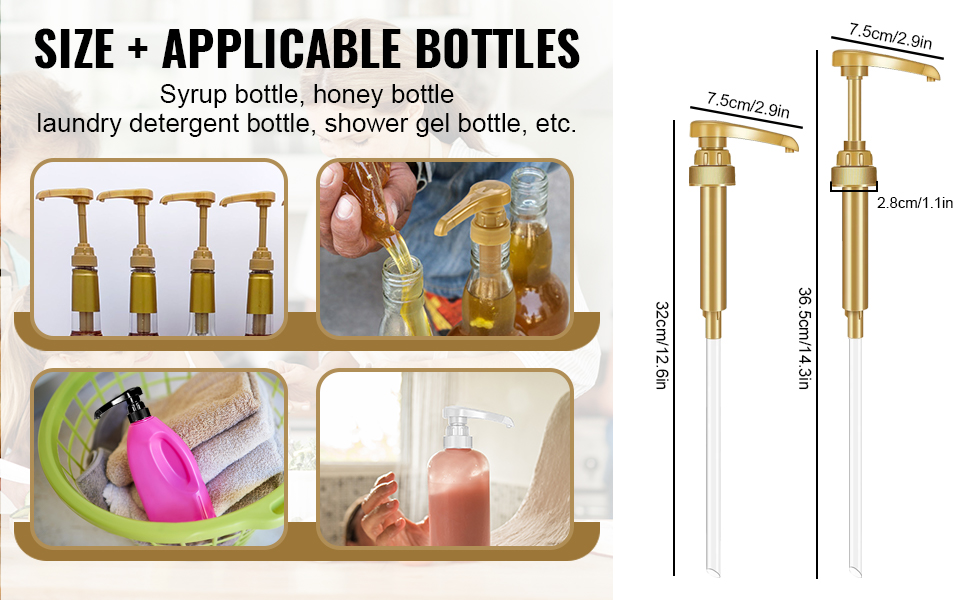 9 Pieces Syrup Pump, Pumps for Skinny Syrup Bottles 25.4 Oz