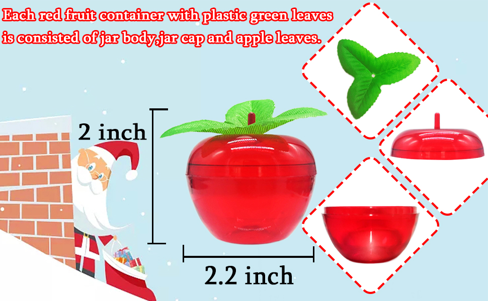 24Pack Mini Red Apple Container,Plastic Filled Bobbing Apples Containers Candy Jars