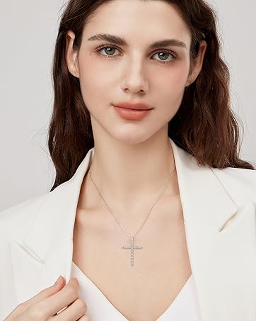 Moissanite Cross Pendant Necklace