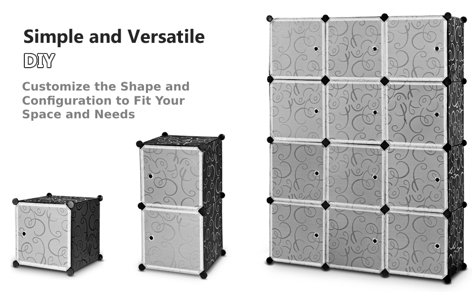 COSTWAY Portable Wardrobe, 12/16/20/30 Cube Closet DIY Interlocking