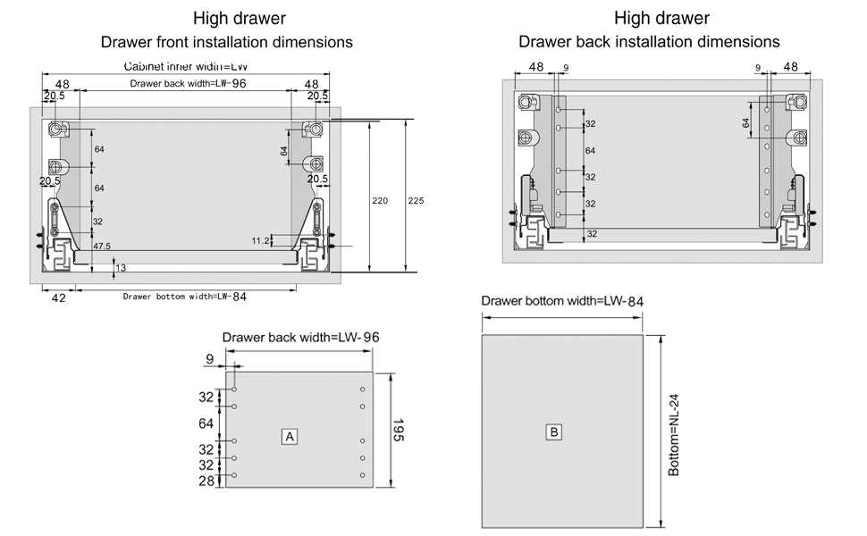 LONTAN 20 Inch Soft Close Heavy Duty Drawer Slides for