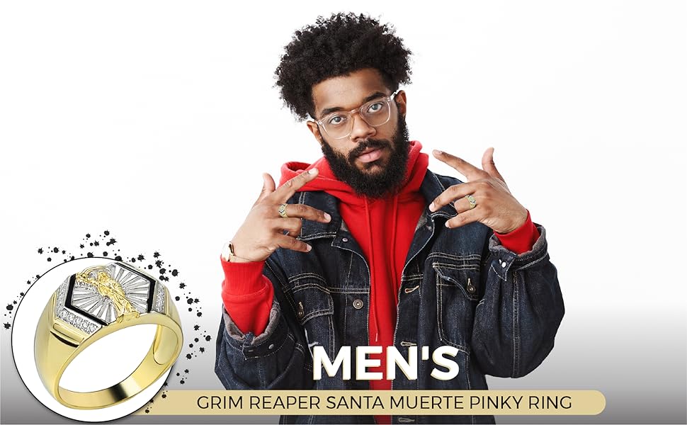 Men's reaper santa merte pinky ring