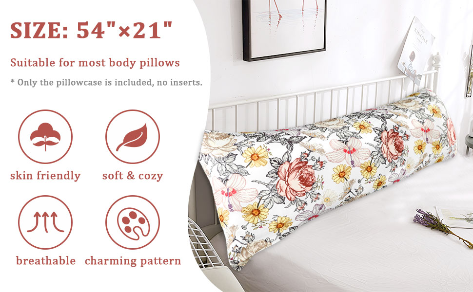 Body Pillow Cover with Zipper, Ultra Soft and Cozy Body
