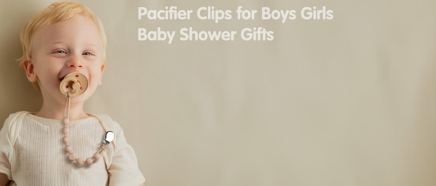 Yolnkos Pacifier Clip Baby Girls Boys Silicone Paci Holder OnePiece Soothie Binky