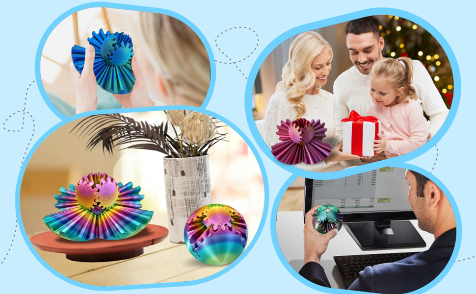 3D Printed Gear Ball Spin Ball Cube Fidget Toy