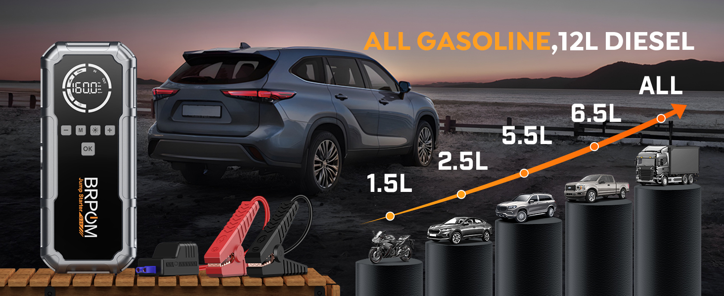 Text reads 'Image 6' and 'ALL GASOLINE', '1.2L DIESEL', '5.5L', '2.5L', '1.5L'. Series of vehicle-related gauges and displays showing different engine specifications.