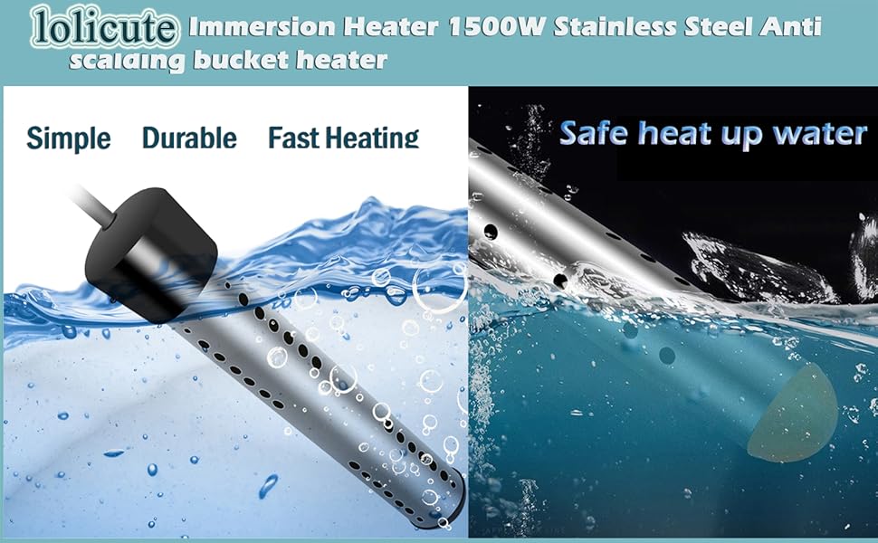 Lolicute 1500w Bucket Heater,Portable Electric Immersion