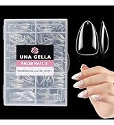 UNA GELLA Short Almond Nail Tips Pre-shape Short Almond Gel X Nail Tips 216pcs Short Almond Press...
