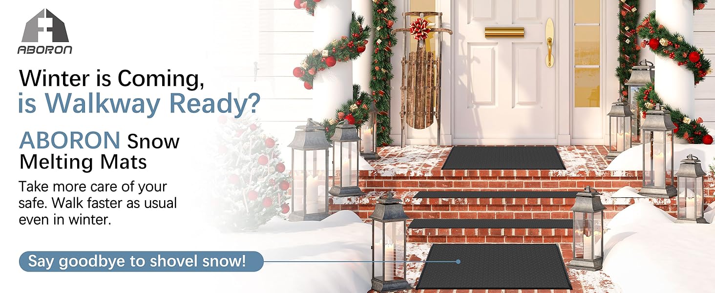 ABORON Heated Snow Melting Mats Outdoor, Entrance Snow