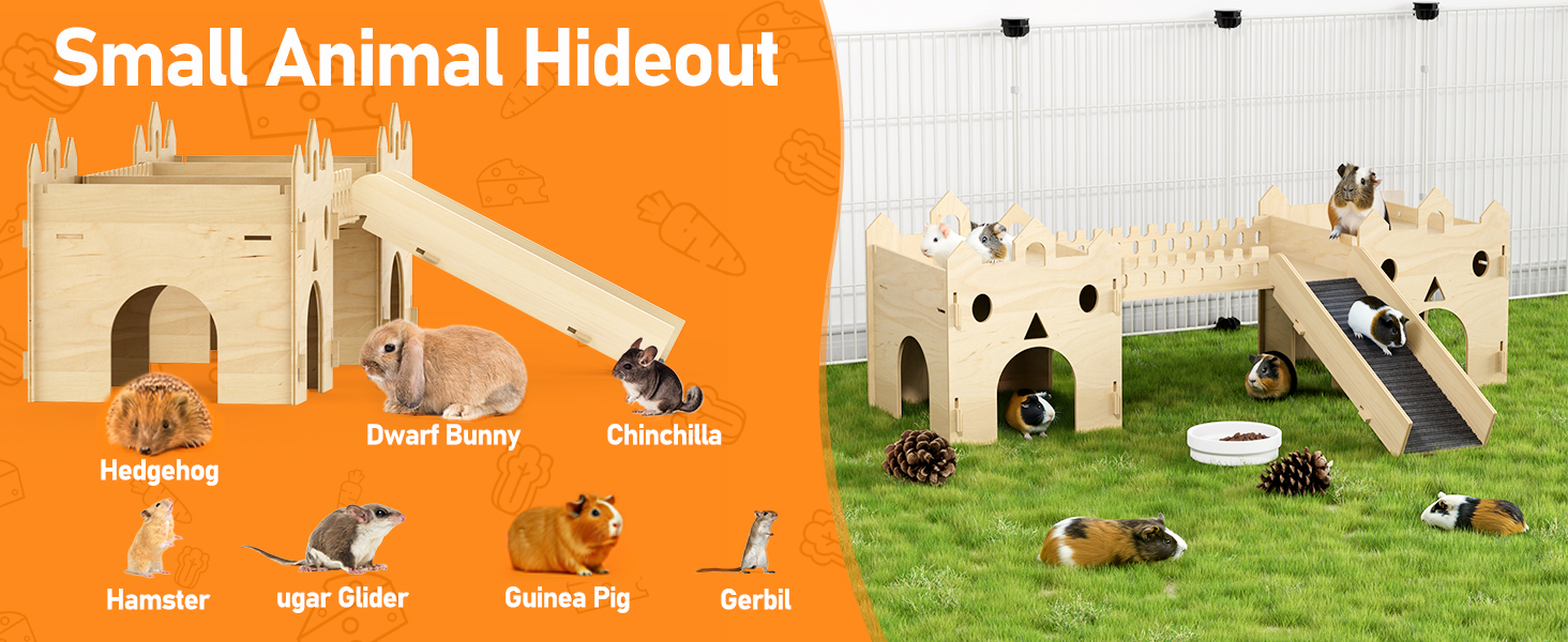 Large deluxe guinea pig hideout for small animals