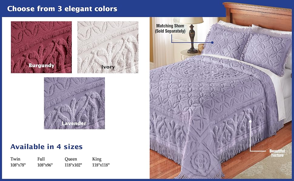 Collections Etc Elegant Victoria Plush Chenille Bedspread