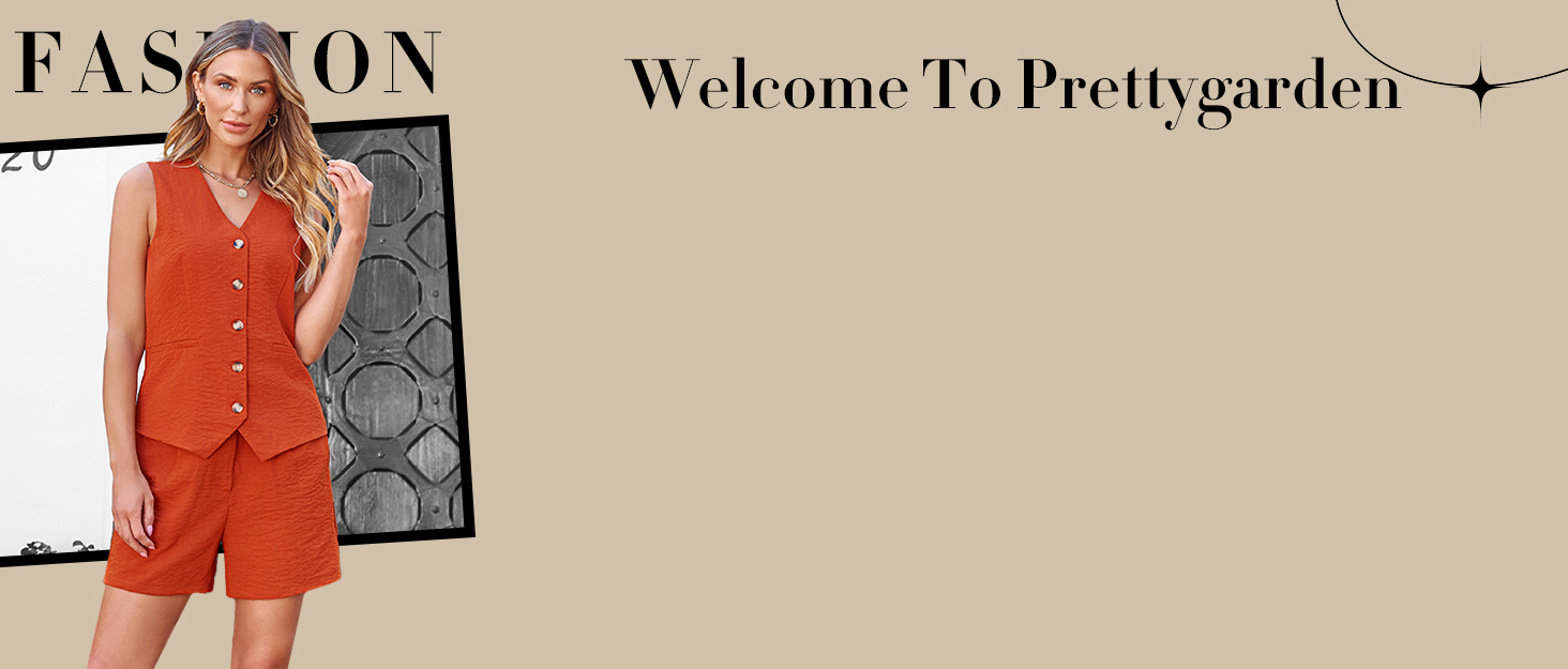 PRETTYGARDEN Women's Summer Two Piece Outfits V Neck Button Front