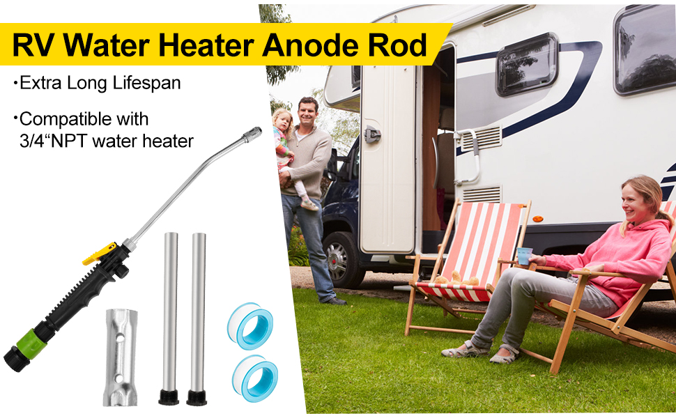 2 RV Water Heater Anode Rod & 1 RV Heater Powerful Flush