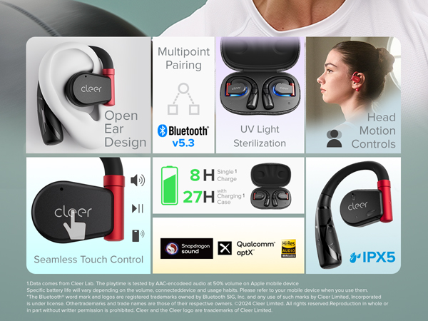 Cleer ARC2 ワイヤレスイヤホン Black Red ARC II Sport Earbuds - Sweat Resistant & Multi-Point Connect