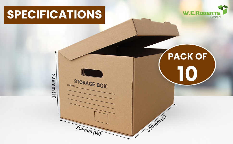 W.E. Roberts A4 Cardboard Archive Filing Boxes Cardboard Storage Boxes