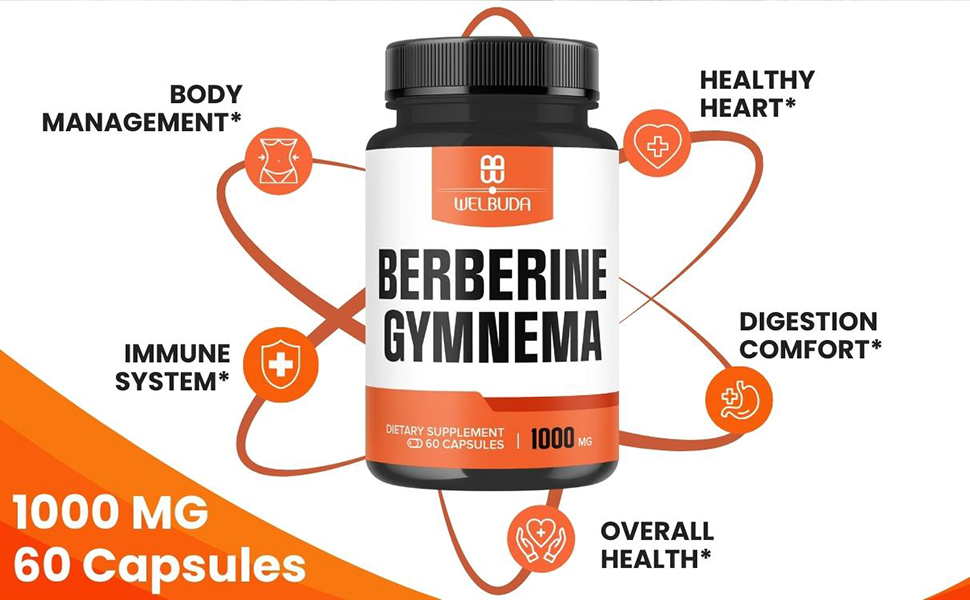 Welbuda-Berberine with Gymnema Sylvestre-1000mg-60caps