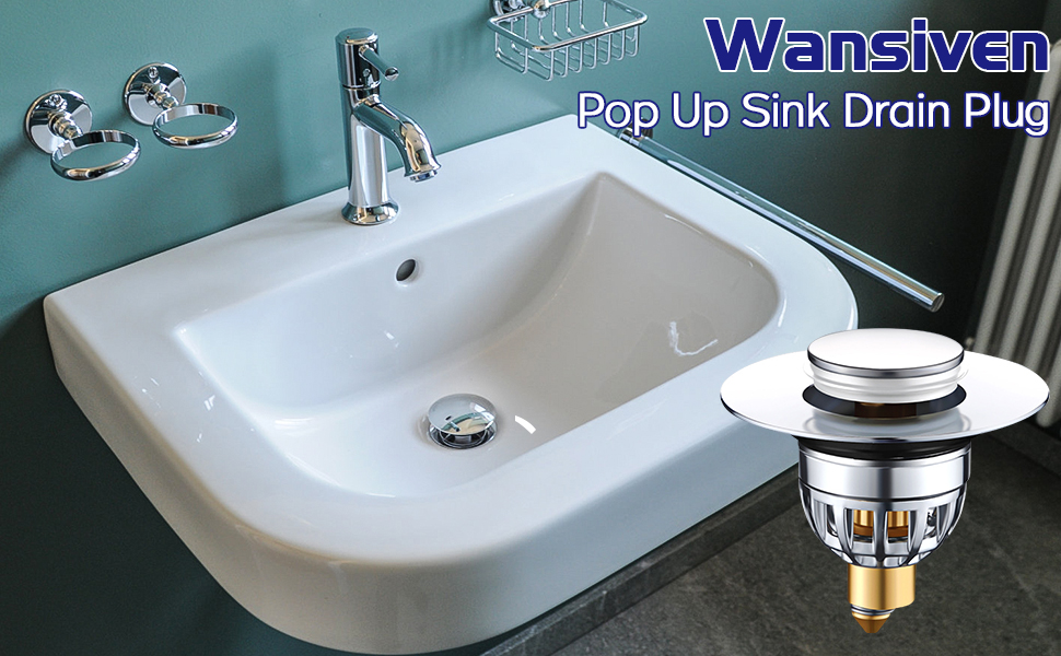 Wansiven Sink Plug, Universal Pop up Sink Plugs with Drain Strainer