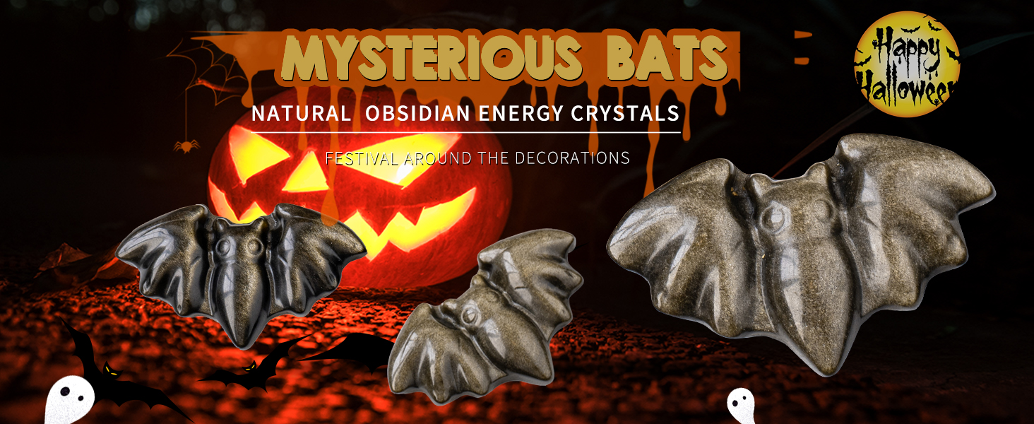 Natural Crystal Obsidian Carvings 2.16" Crystal Bat