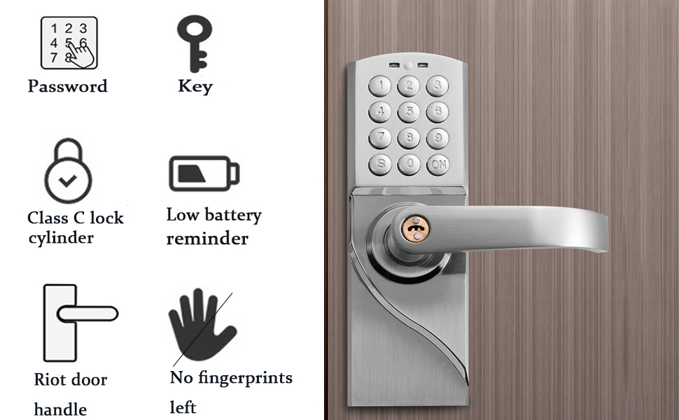 Keypad Door Lock with Handle, Mindore Commercial Door Locks and Door