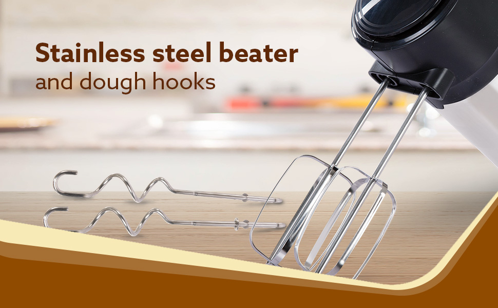 Buy AGARO Elegant Hand Mixer, 300 Watts, Stainless Steel, 6 Interchangeable Speed Settings