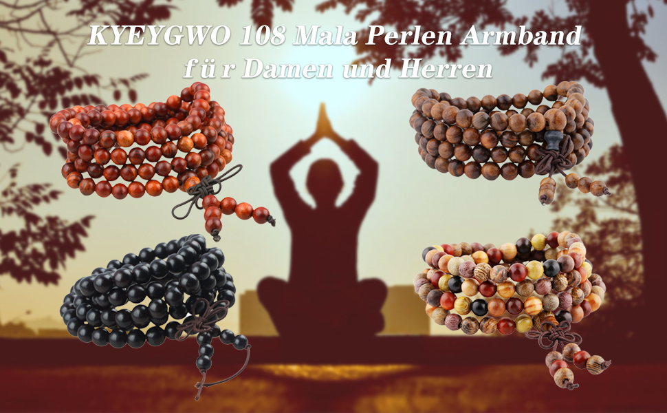 108 Natürlich Holz 8mm Mala Perlen Armband für Damen Herren
