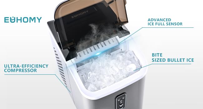 EUHOMY Ice Maker Machine Countertop, 27 lbs in 24 Hours, 9 Cubes