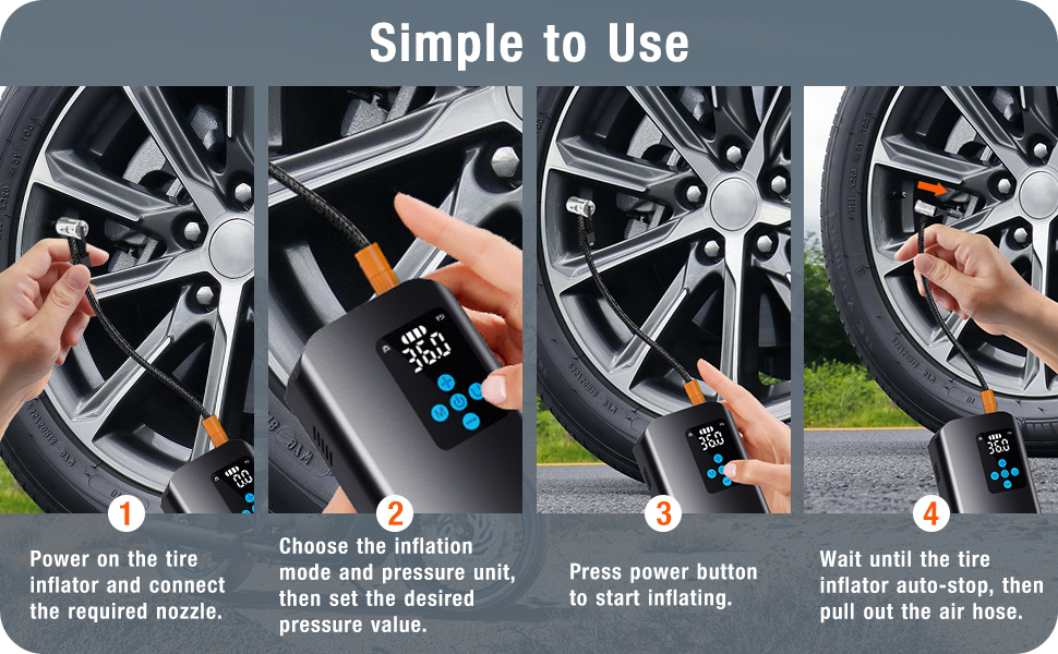 Nulksen Air Compressor Tire Inflator, Portable Air Pump for Car Tires