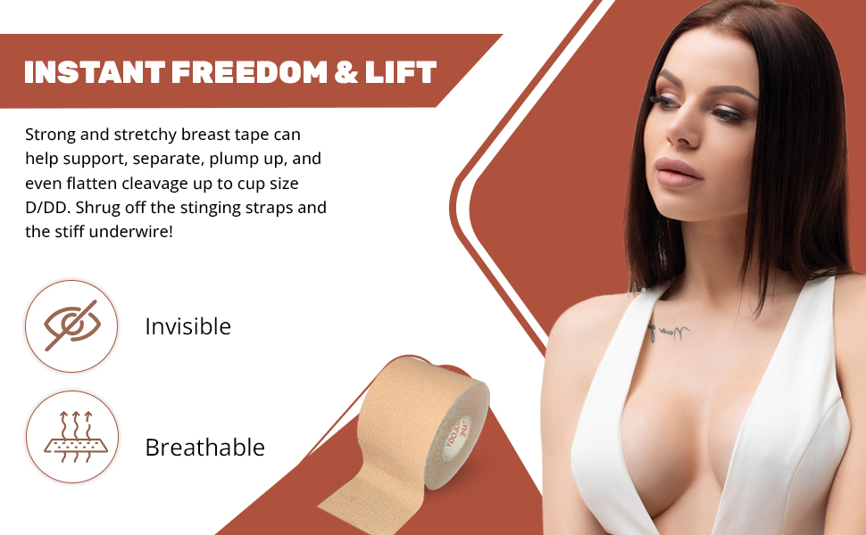 INTELLIGRON Skin Boob Tape with 2 Nipple Covers, Booby Body Tape for Large Breasts, Breast Lift