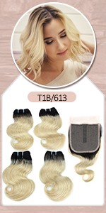 50g Ombre Blond body wave with closure