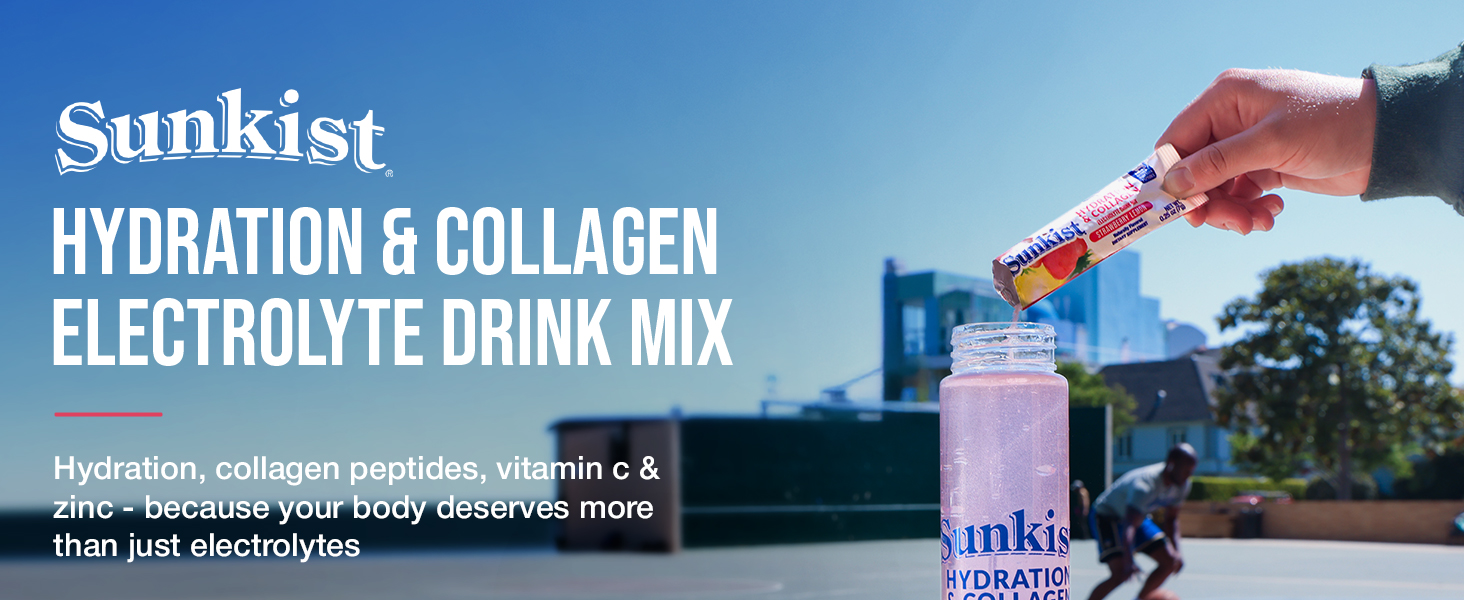 sunkist collagen peptides packets to go electrolyte drink powder hydration electrolyte packets bulk
