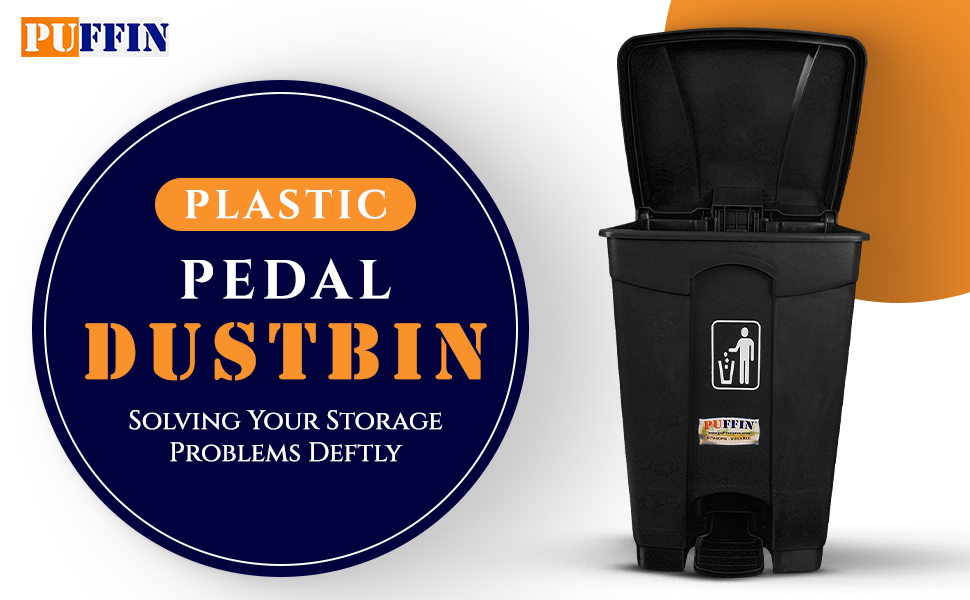 PUFFIN Pedal Plastic SwingLid Dustbin 60 L Black Color Amazon.in Home & Kitchen