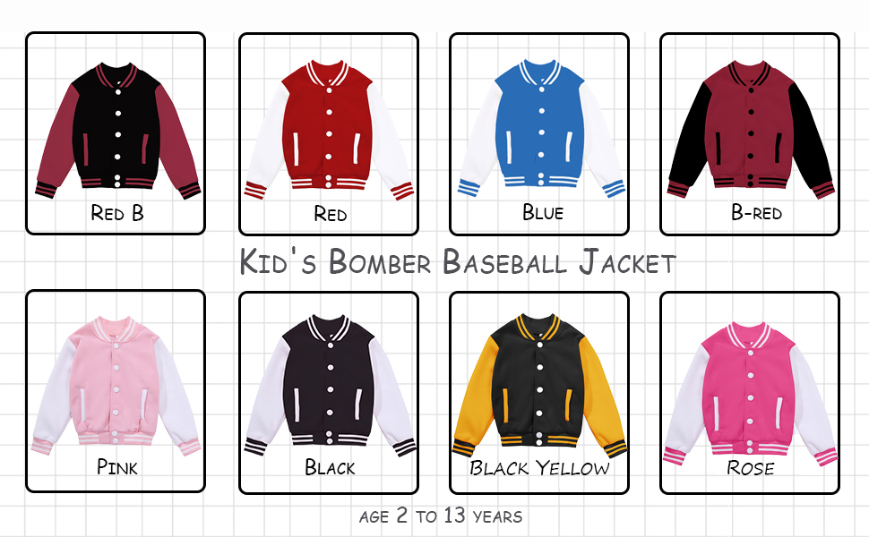 Kids Varsity Jacket Girls Bomber Jacket Casual Coat Button Baseball Outerwear Cardigan