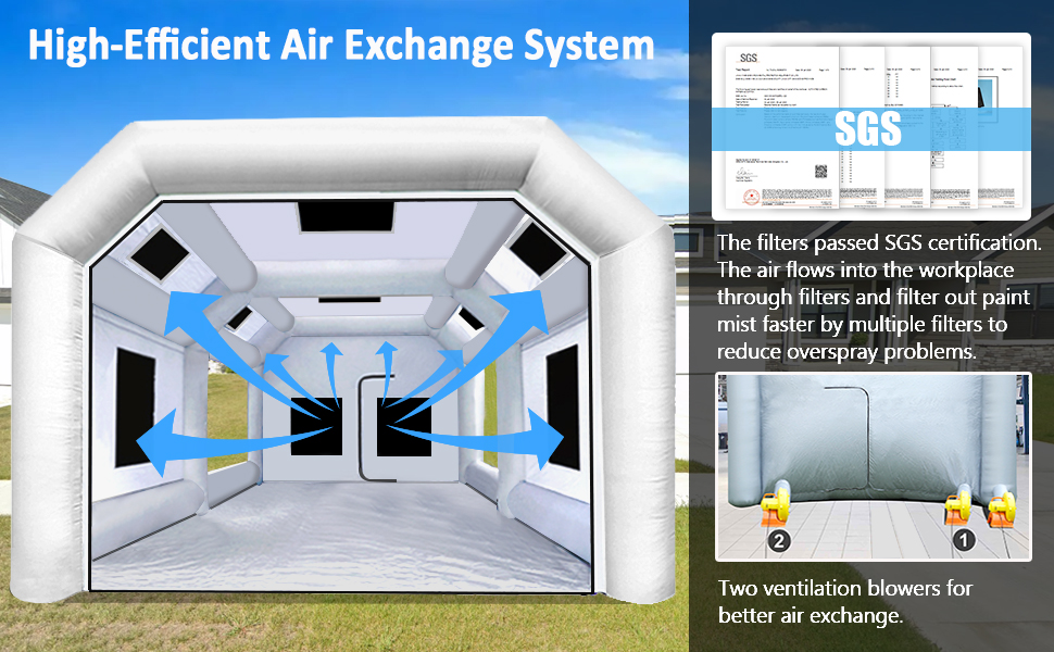 Inflatable Paint Booth with Multiple Filter Cottons 33X18X11.5ft Inflatable Spray
