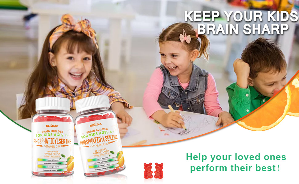 Phosphatidylserine Gummies 100mg for Kids, Focus Supplement