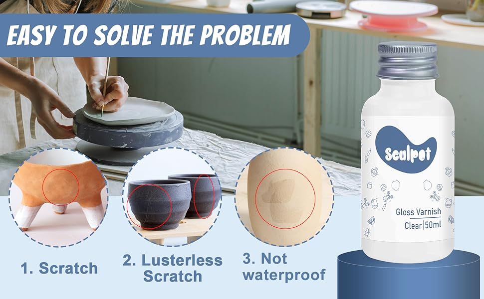 Air Dry Clay Glaze, Clay Varnish for Air Drying Clay, Clear Varnish for