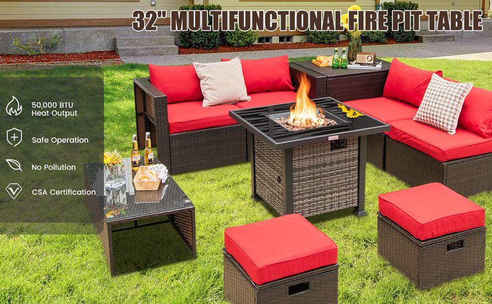 Tangkula 50,000 BTU Propane Fire Pit Table, Patiojoy 32