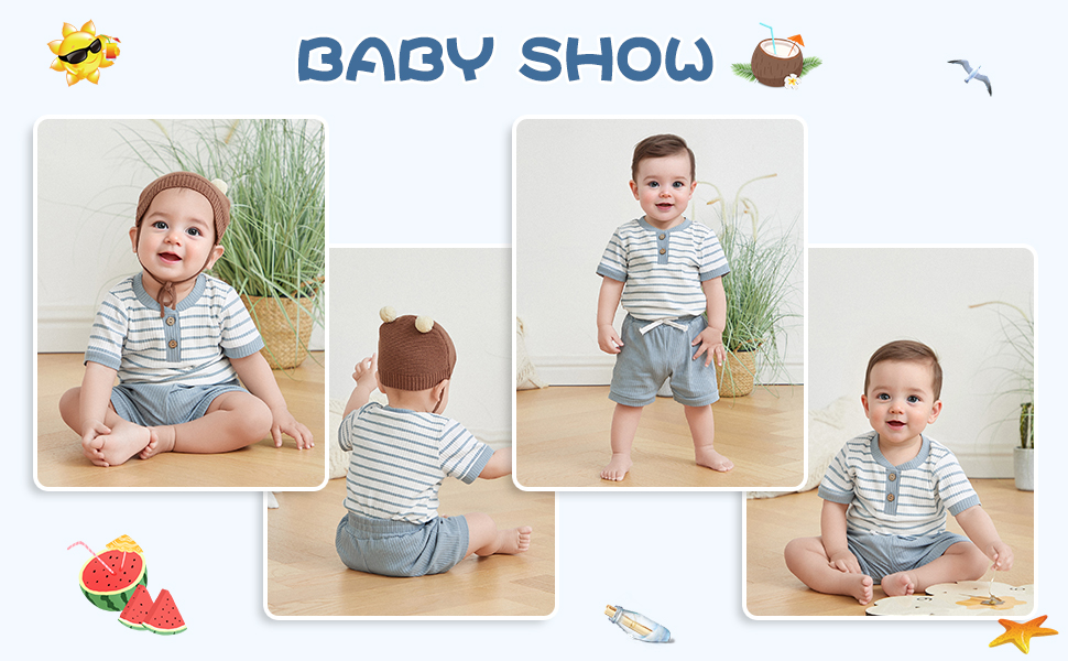 baby boy clothes 0-3 months summer outfits for baby boys blue green khaki brown black