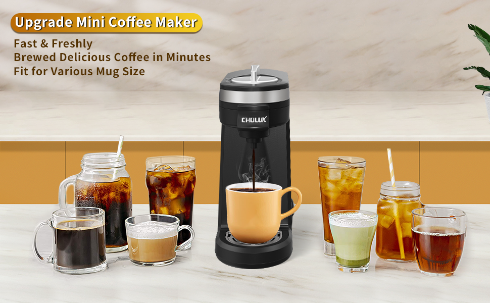 CHULUX Single Serve Coffee Maker for KCup Pod & Ground