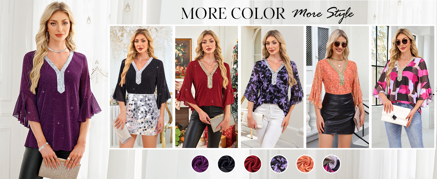 Womens Tops Dressy Casual: 3/4 Sleeve Business Work Ladies Tops and Blouses Fall Outfits 2025