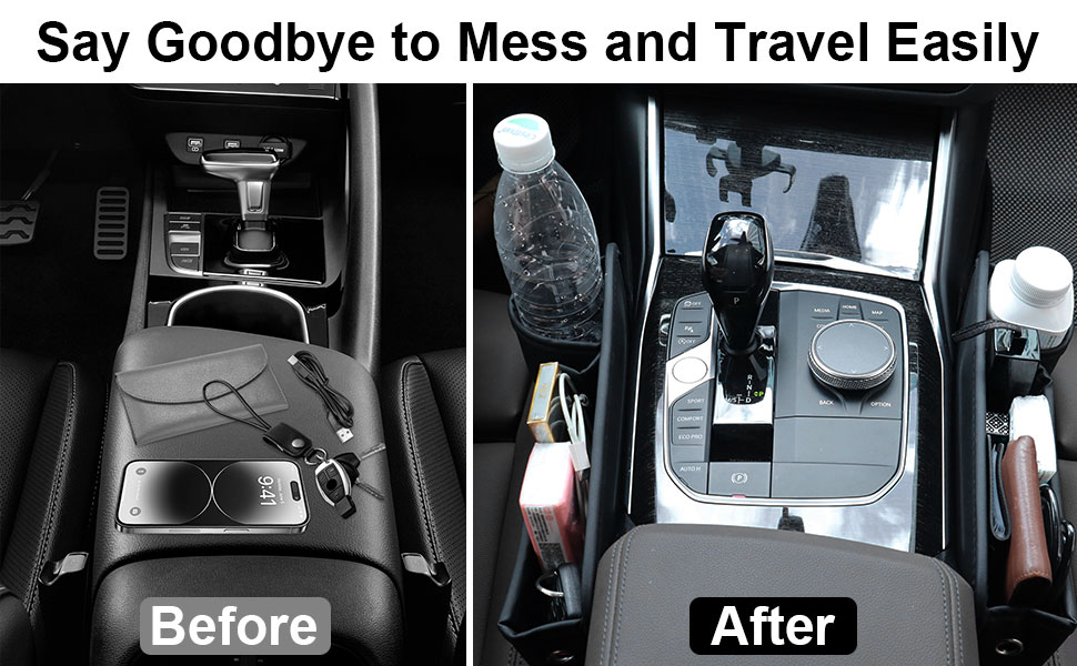 2 Pack Adjustable Leather Car Side Seat Storage Box