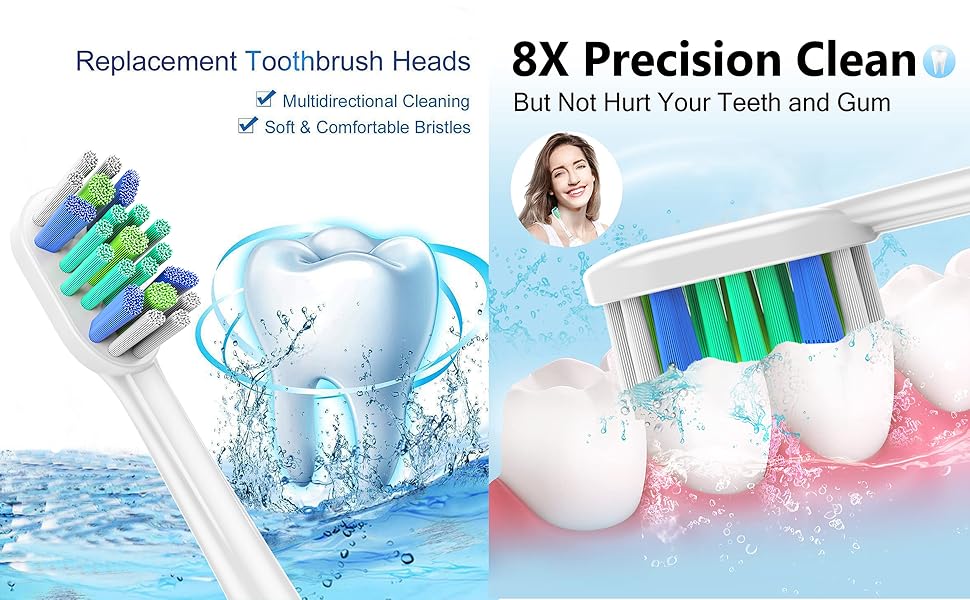8 Replacement Toothbrush Heads Compatible with Philips Sonicare
