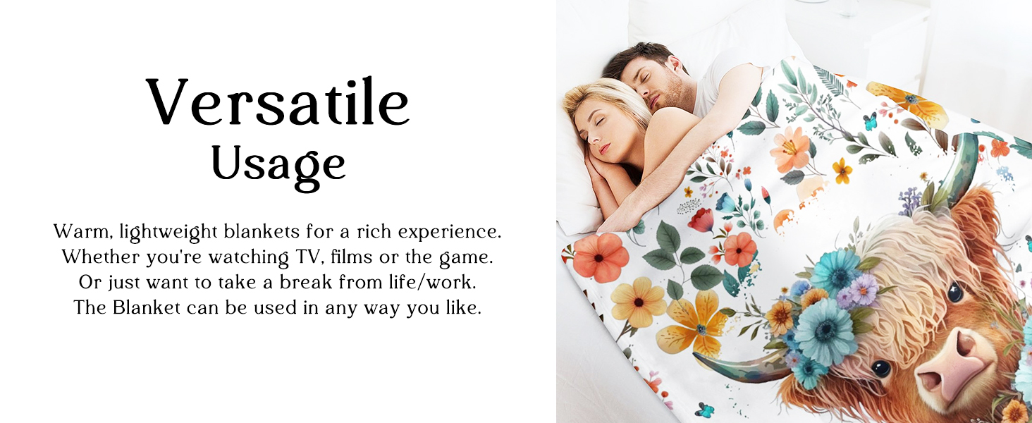 CaomeiWu Custom Highland Cow Blanket, 40"x50" Flannel Cute