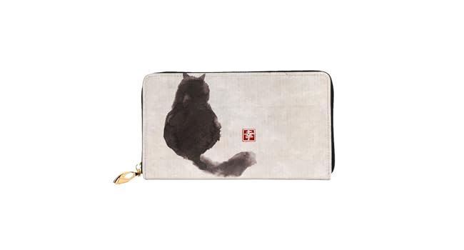 Amazon | [DADABULIU] 長財布 本革 和風 和柄 猫 絵 ネコ柄
