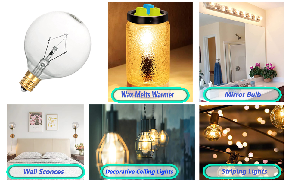 Wax Warmer Bulbs, 25 Watt Light Bulbs for Full Size Scentsy Warmers,G50