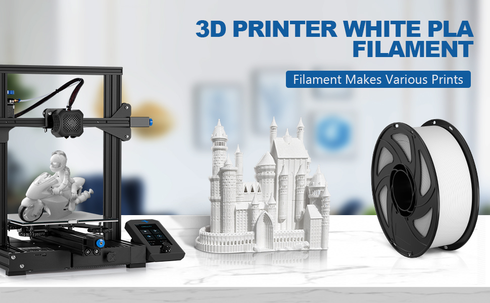 3D Printer Filament PLA White 1.75mm 3-D Printing Materials Glossy Print Filiment