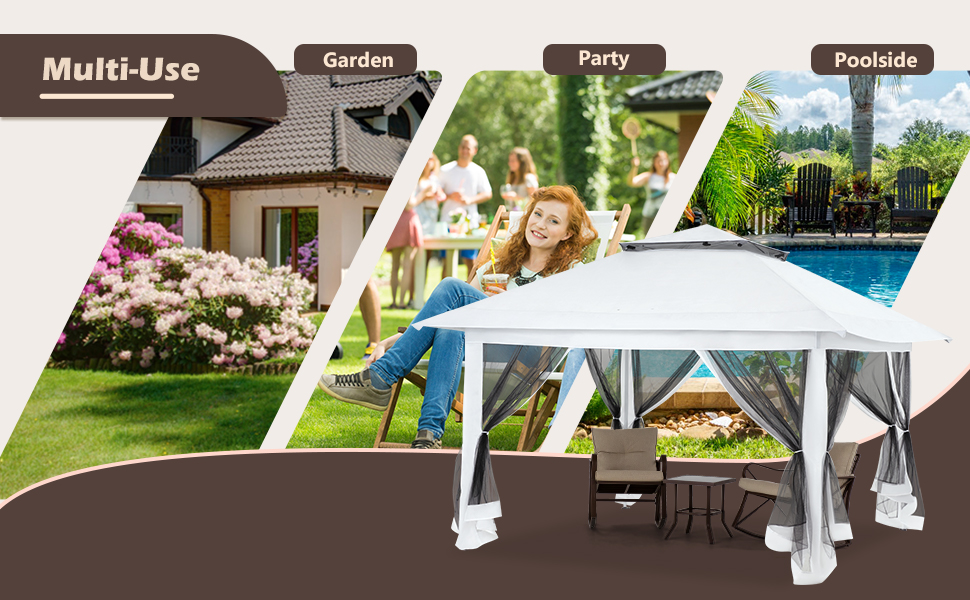 ECOTOUGE 12x12 ft Pop Up Canopy Tent, Instant Shelter