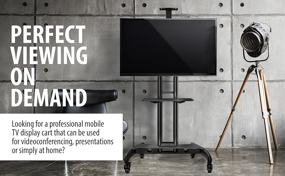 Invision GT1200 Mobile TV Stand on Wheels For 3275 Inch TVs Anti Tip