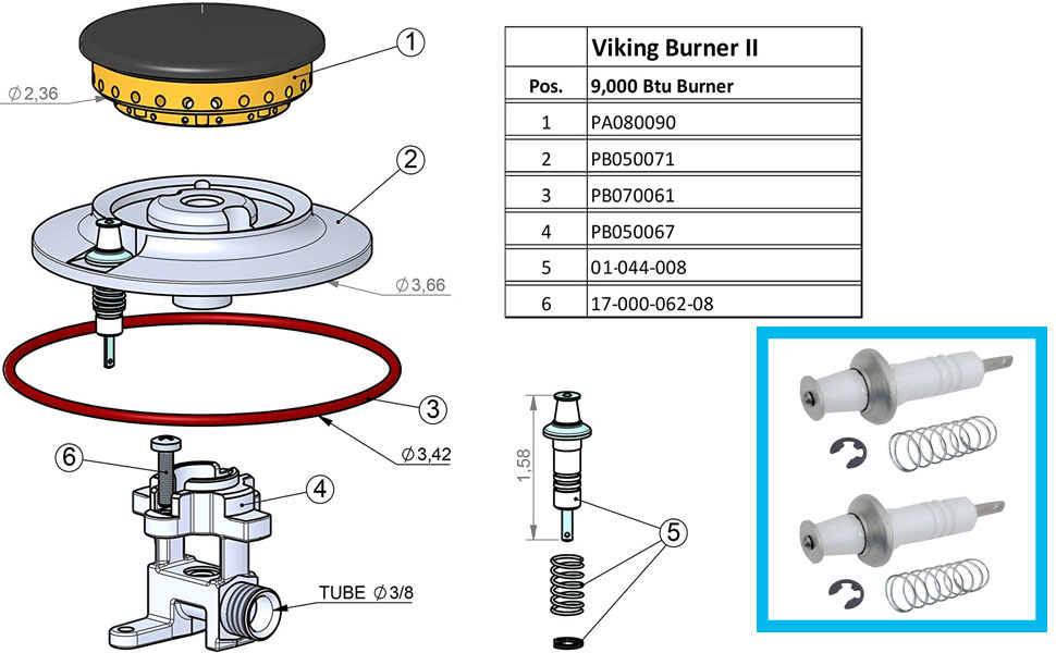 MENSI 2PACK Gas Range Replacement Repair Piece of Electroe Igniter Burner Ignitor